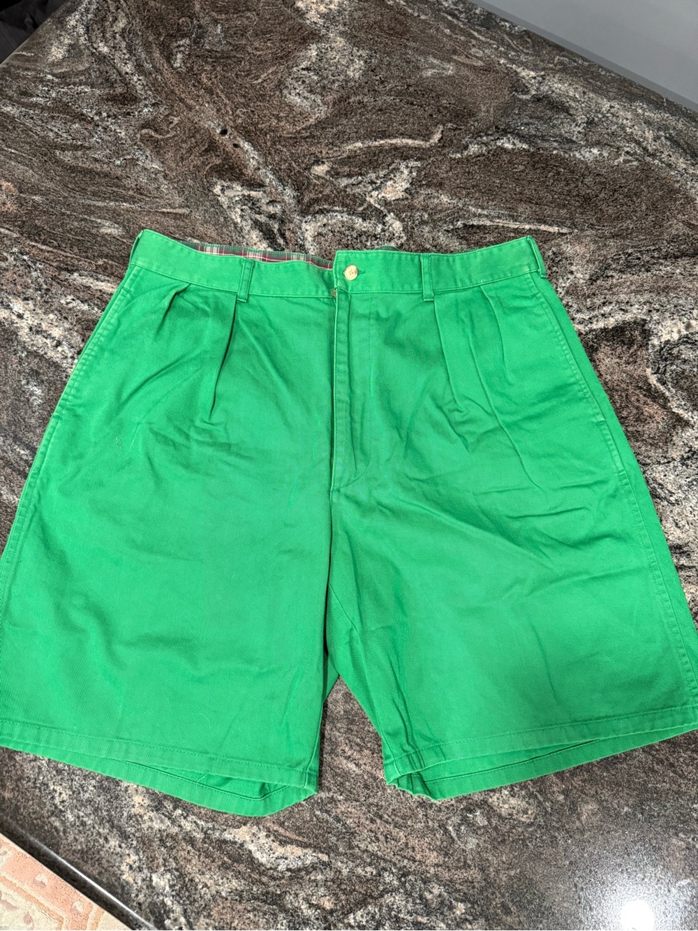 Polo by Ralph Lauren Vintage Men's Green Pleated Cotton Shorts